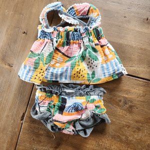 Miki Miette Dress & Diaper Cover Fruit Print Gauze 0-3 Months